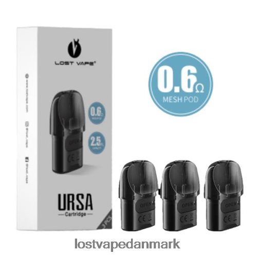 Lost Vape URSA udskiftning af bælg | 2,5 ml (3-pak) sort 0,6 ohm P4HP6 Lost Vape Wholesale